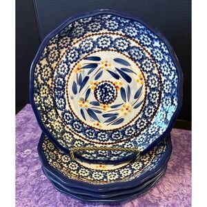 Temptations by Tara Old World Blue Floral Scalloped Salad Plates Plate Set‎ Of 4